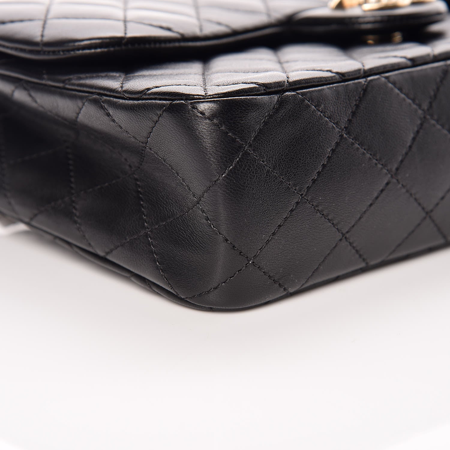 Chanel Lambskin Quilted Medium Westminster Pearl Flap Black 9 of 11
