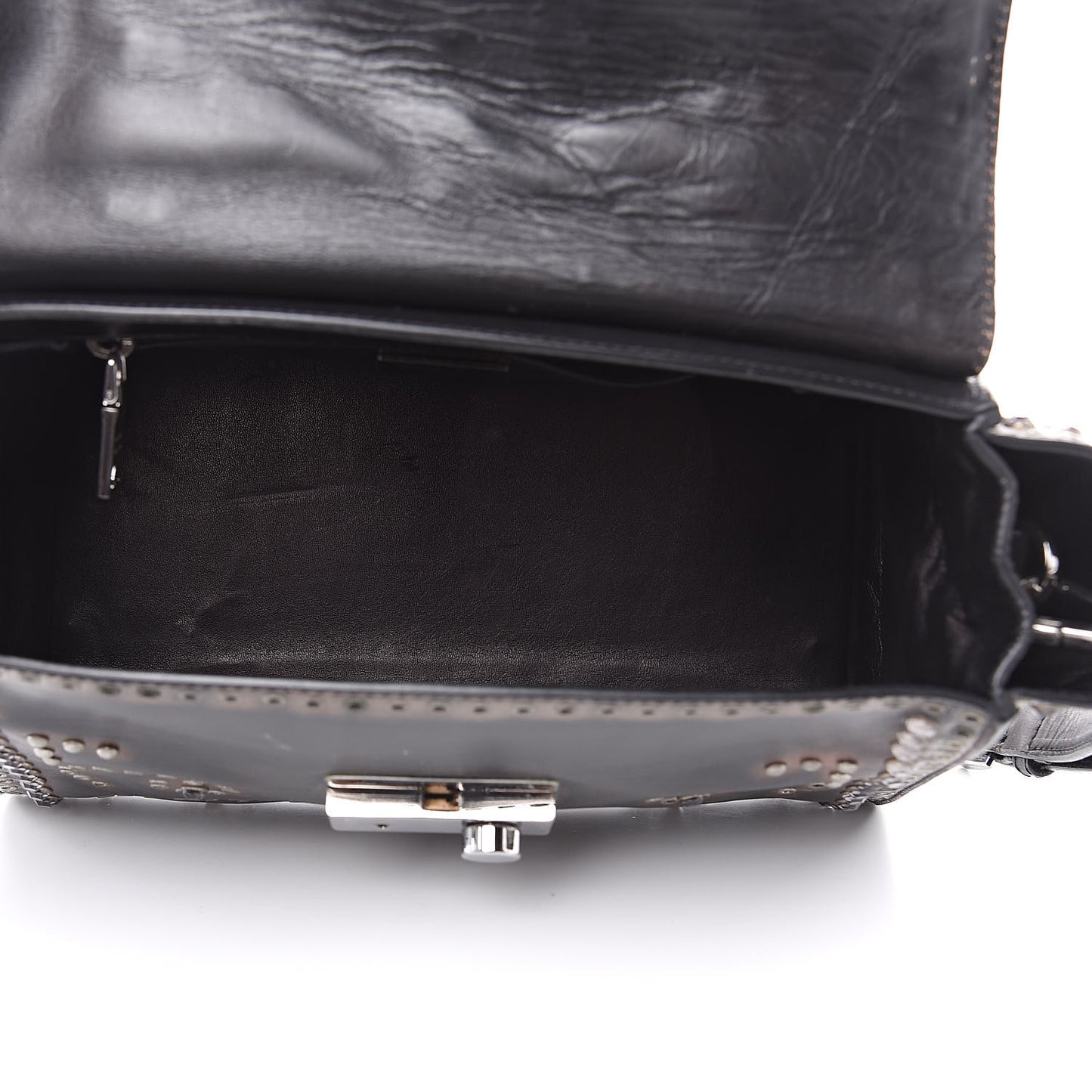 Vitello Vintage Studded Sound Twin Pocket Satchel Ebano