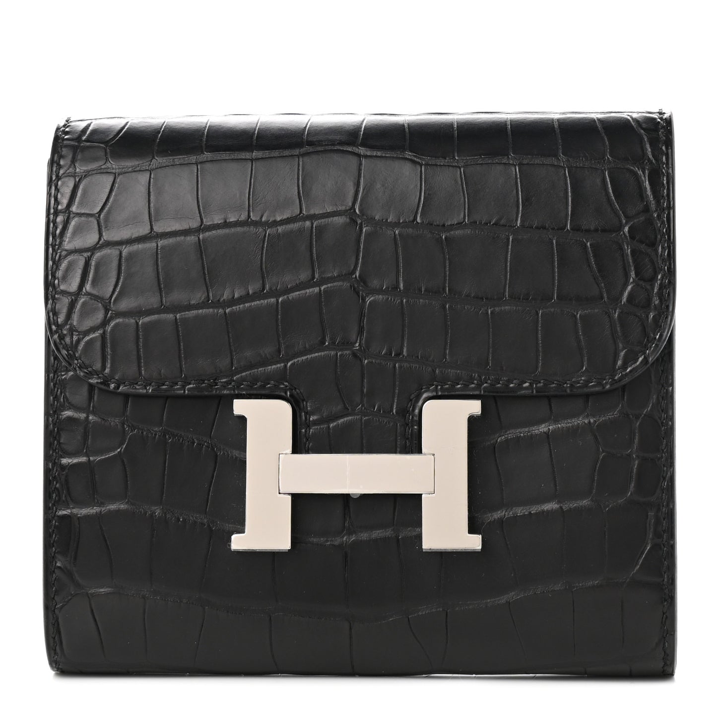 Matte Alligator Constance Short Wallet Black