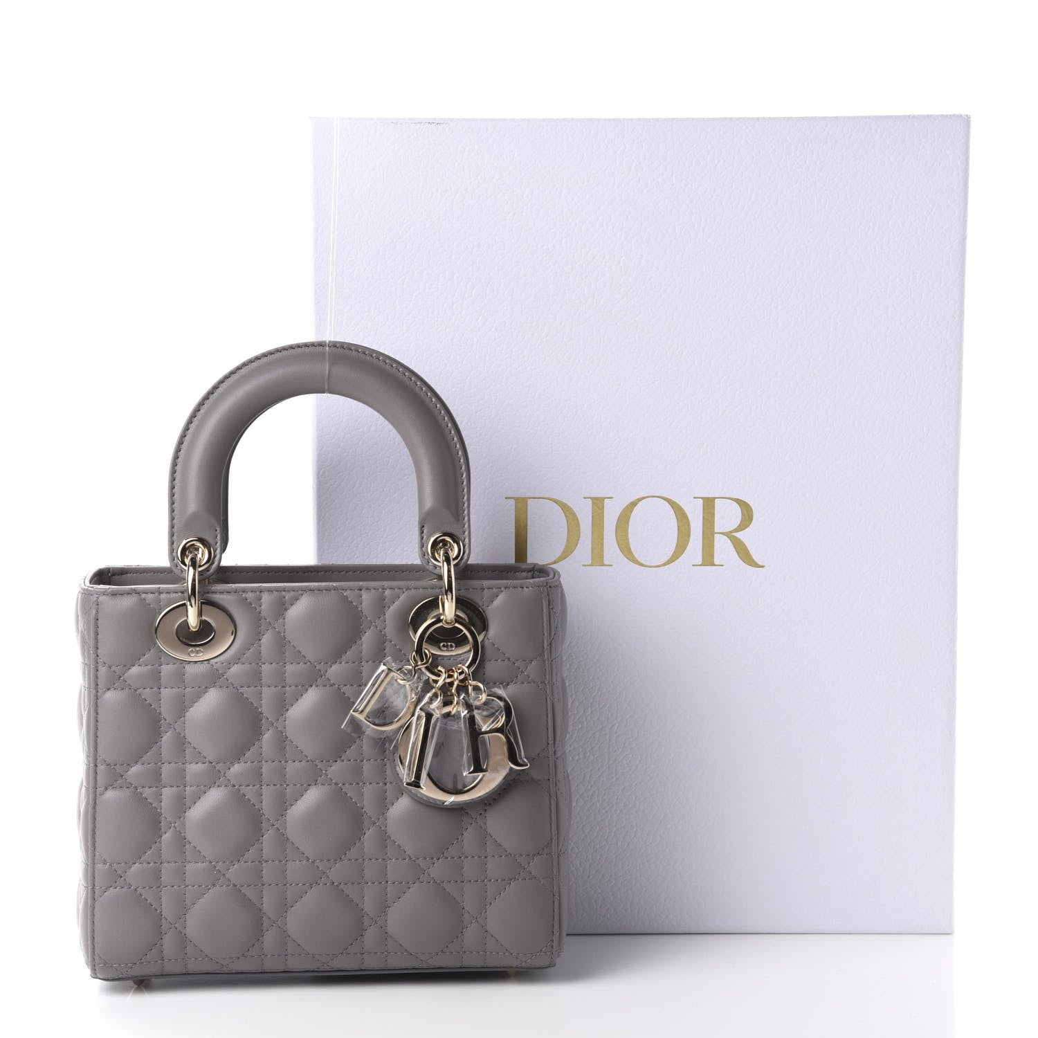 Christian Dior Lambskin Cannage Small My ABCDior Lady Dior Grey 11 of 11