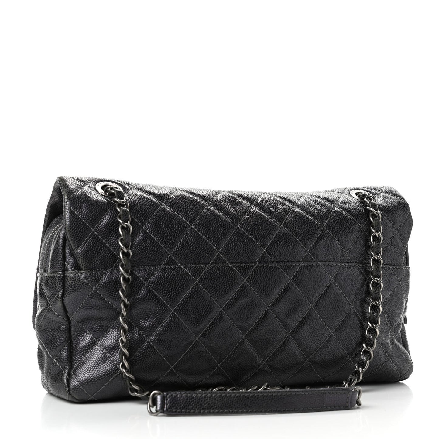 Iridescent Caviar Quilted Large Chic Flap Grey