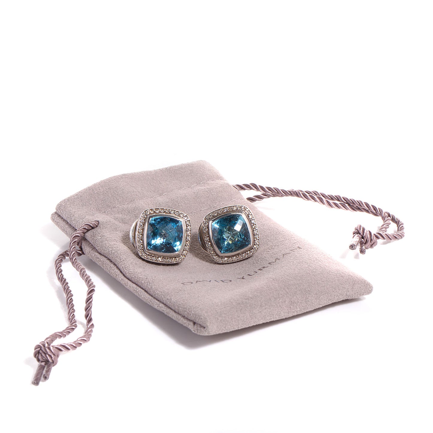 Sterling Silver Diamond Blue Topaz 11mm Albion Earrings