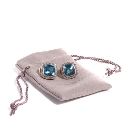 David Yurman Sterling Silver Diamond Blue Topaz 11mm Albion Earrings 5 of 5