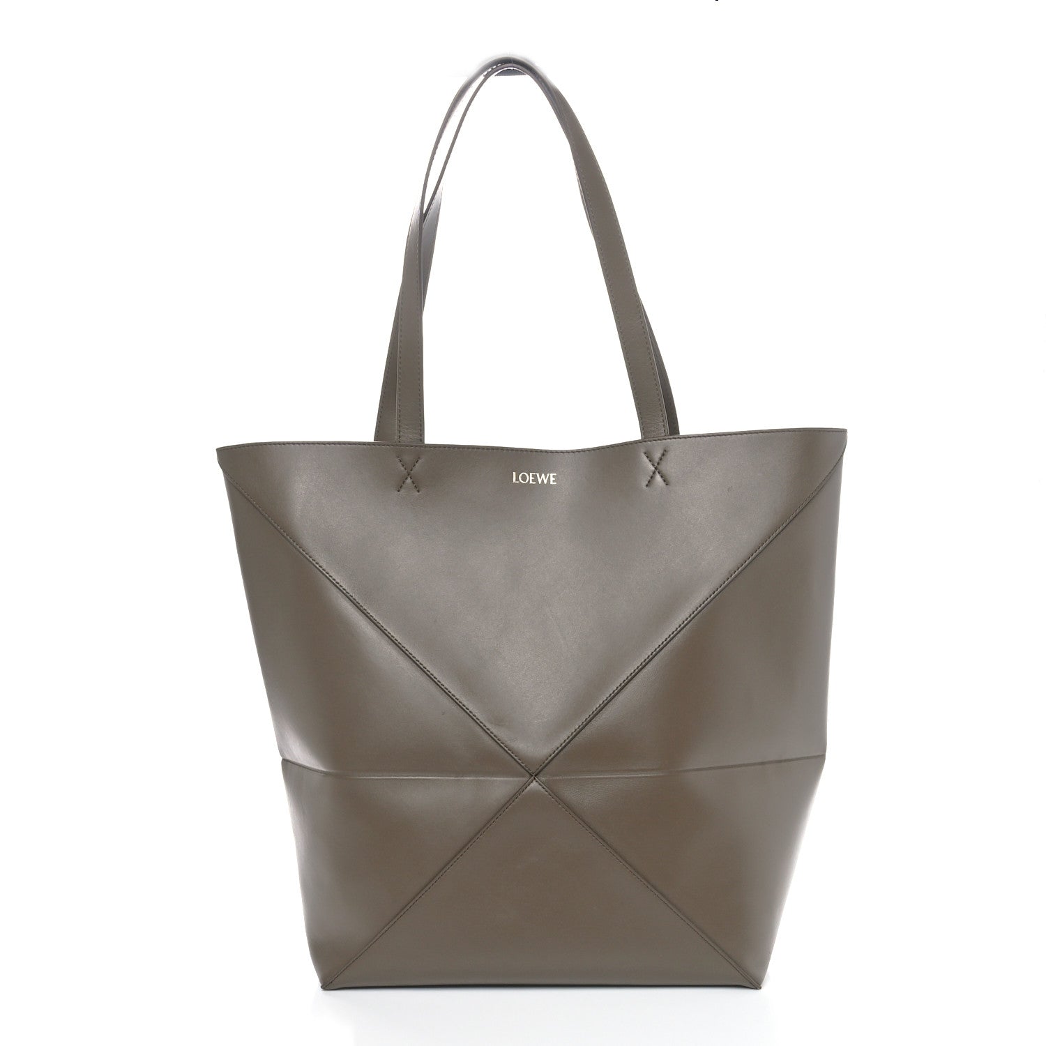 Loewe Shiny Calfskin Medium Puzzle Fold Tote Umber 1 of 9