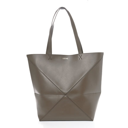 Loewe Shiny Calfskin Medium Puzzle Fold Tote Umber 1 of 9
