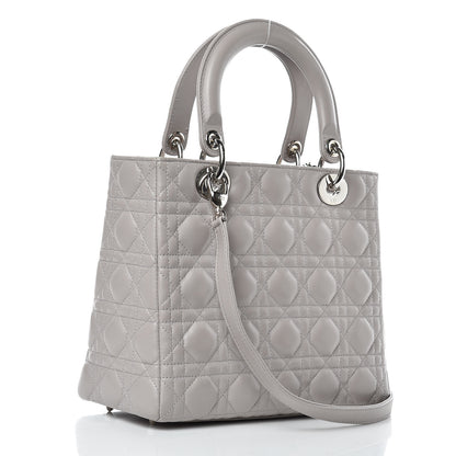 Christian Dior Lambskin Cannage Medium Lady Dior Grey 3 of 10