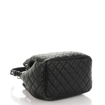 Chanel Lambskin Quilted Small CC Chain Drawstring Tote Black 4 of 7