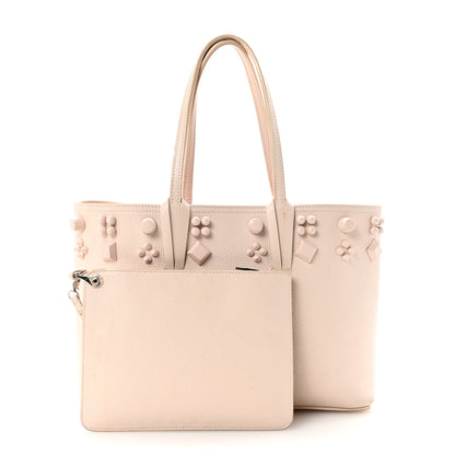 Christian Louboutin Calfskin Empire Spike Studded Small East West Cabata Tote Leche 3 of 10