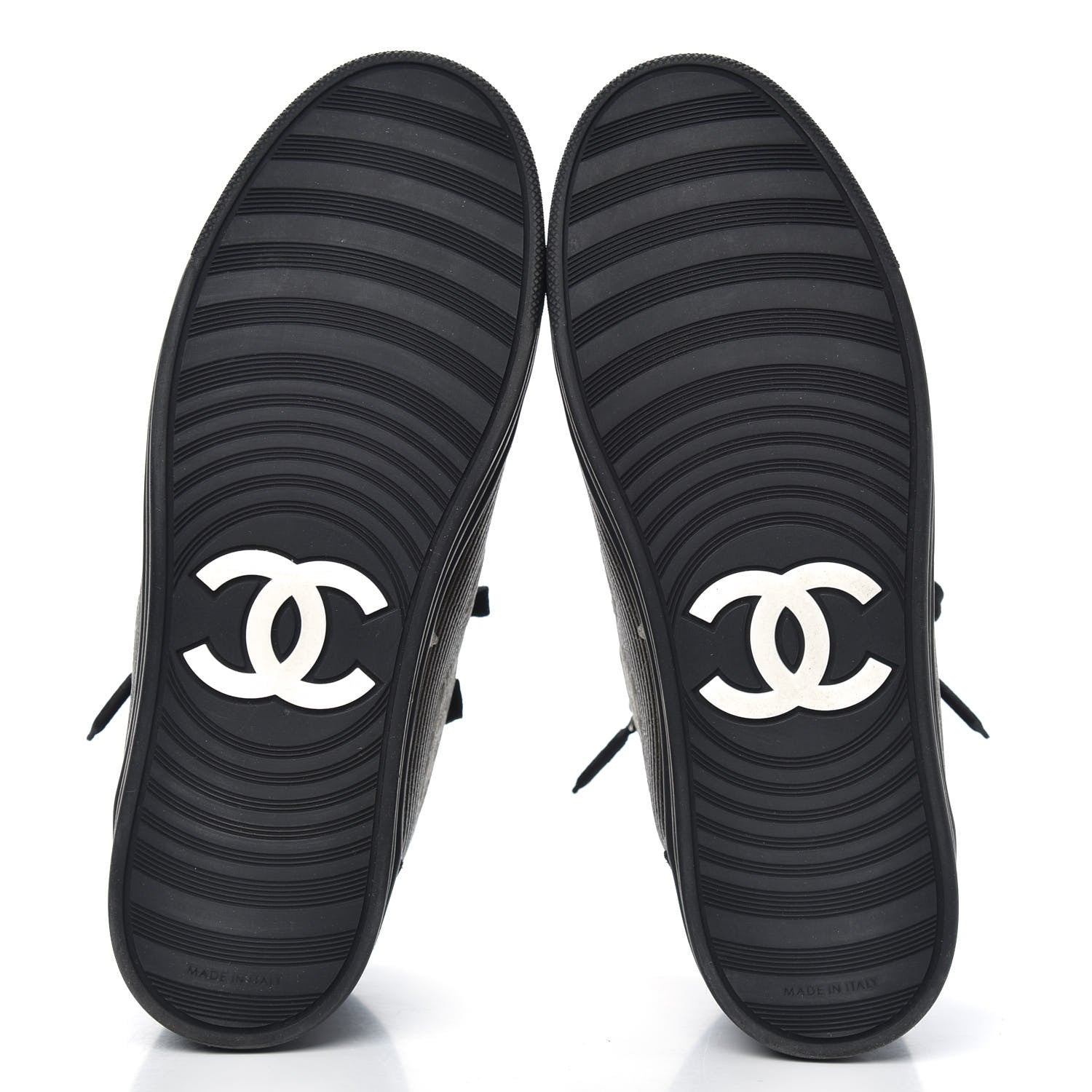 Chanel Canvas Suede CC Star Zipped High Top Sneakers 36.5 Black 5 of 10