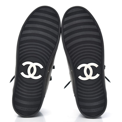 Chanel Canvas Suede CC Star Zipped High Top Sneakers 36.5 Black 5 of 10