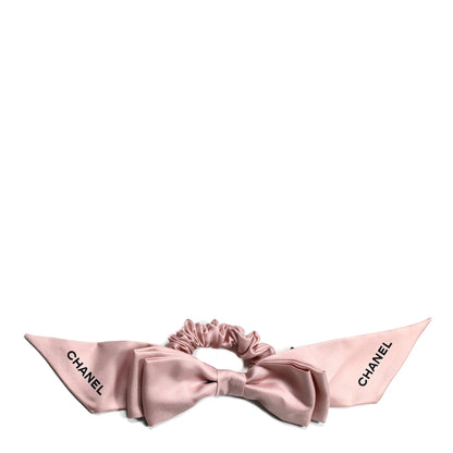 Chanel Silk Hair Tie Pink Black 1 of 3