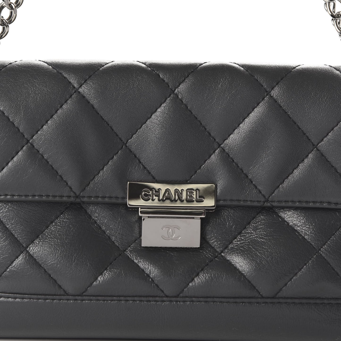Calfskin Quilted Accordion Flap Grey