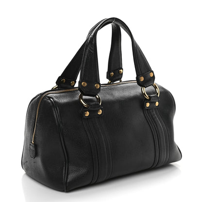 MCM Grained Calfskin Studded Boston Bag Black 3 of 10