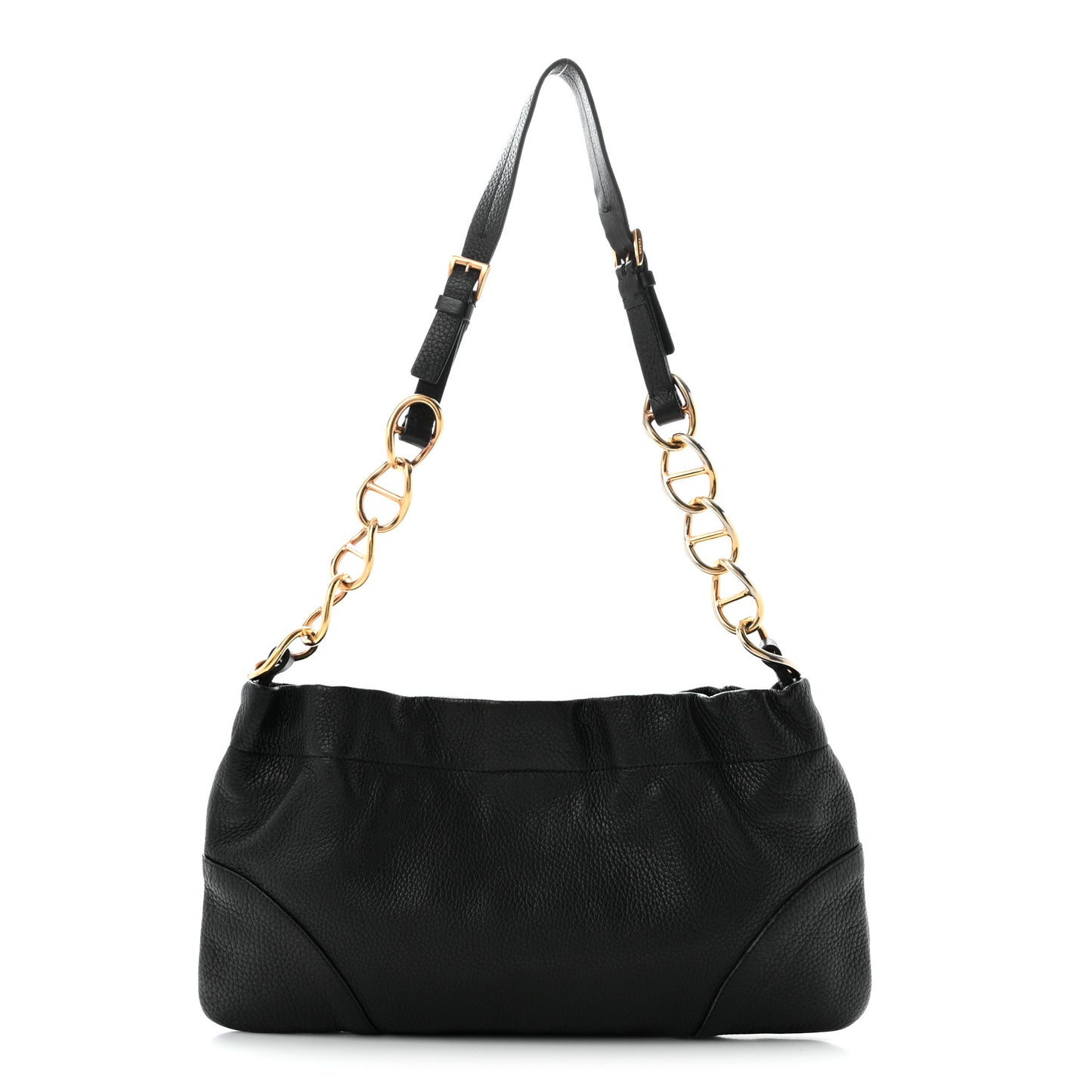 Vitello Daino Small Chain Shoulder Bag Black