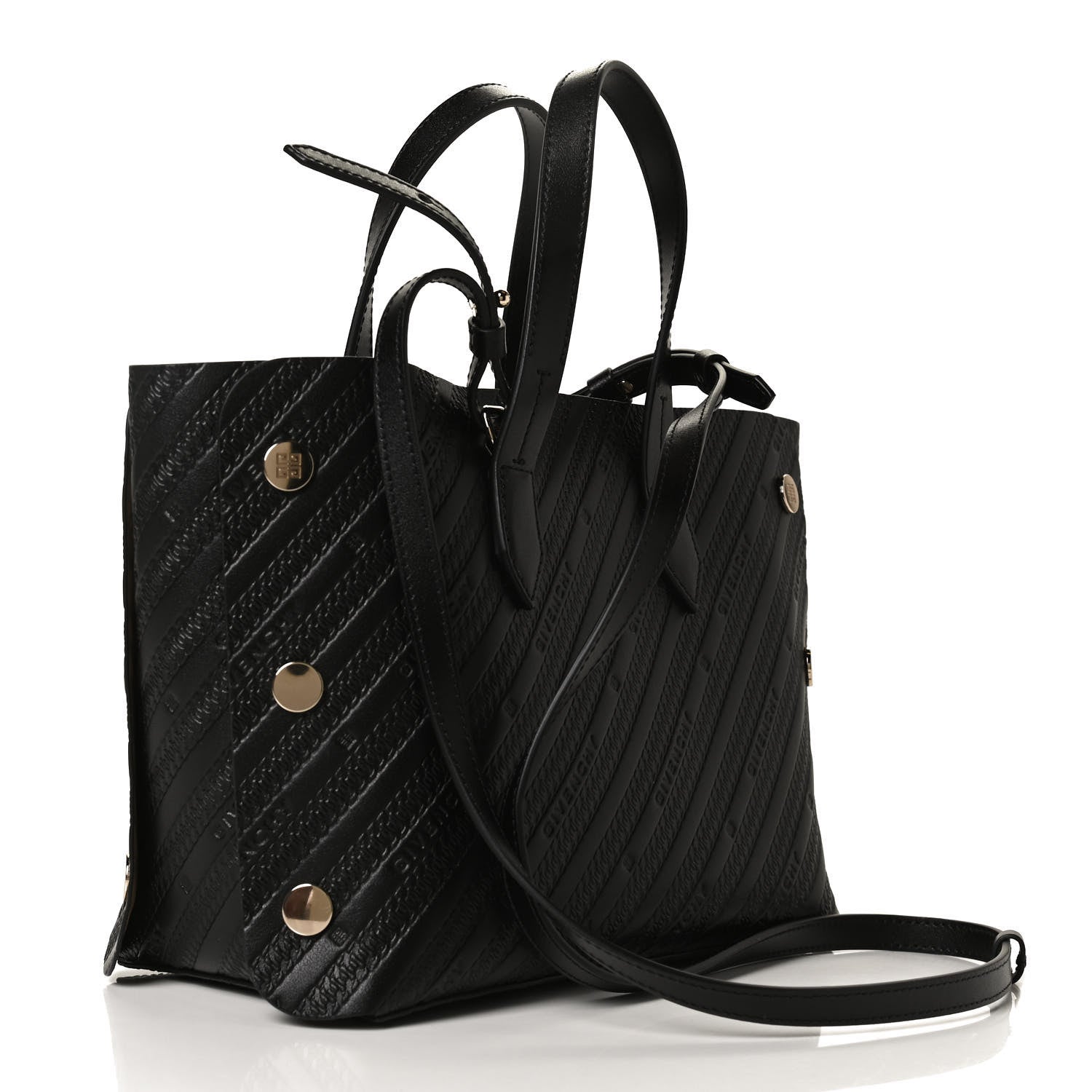 Givenchy Calfskin Chain Embossed Mini Bond Shopper Tote Black 3 of 11