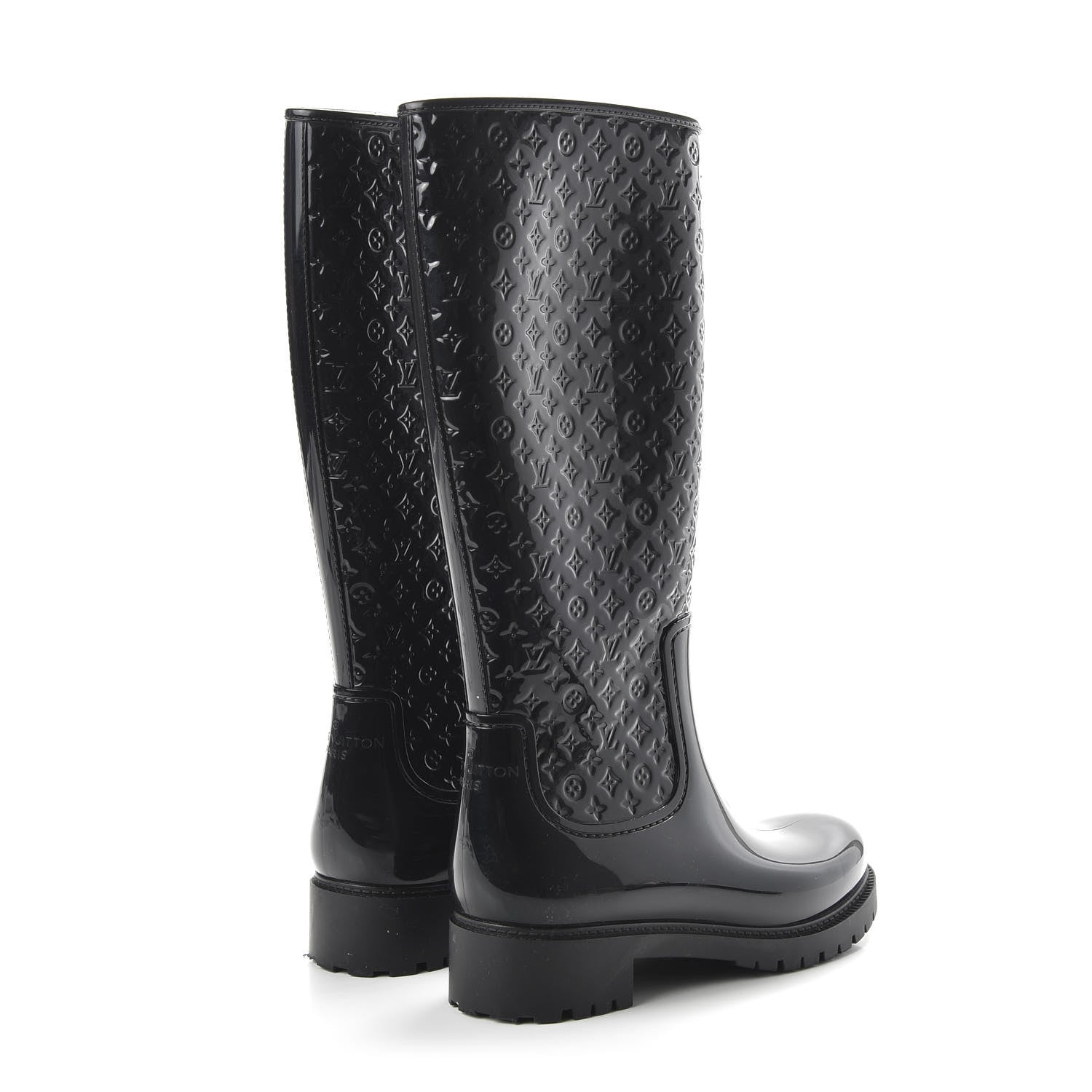 Louis Vuitton Rubber Embossed Monogram Splash Rain Boots 39 Black 4 of 7