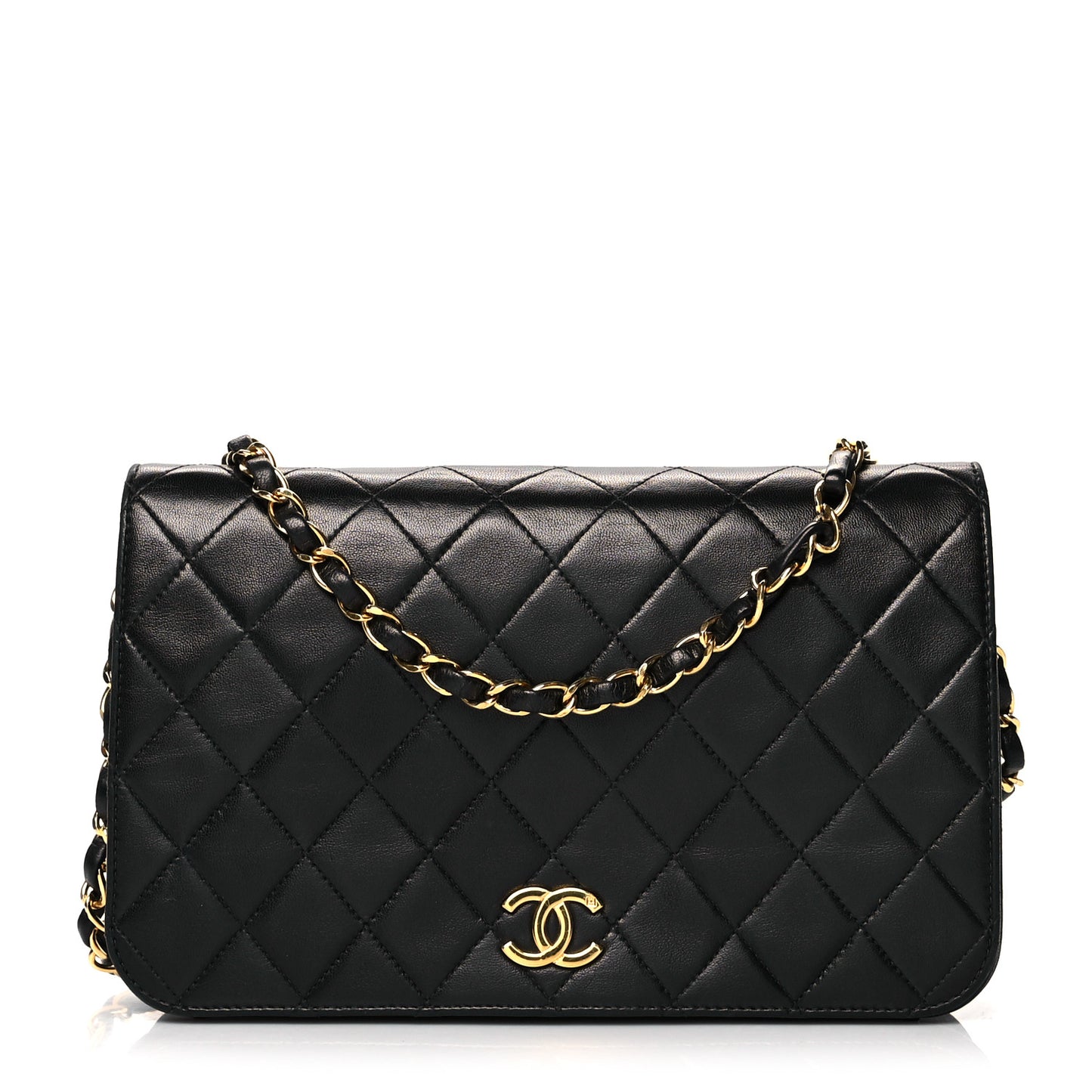 Lambskin Quilted Small Single Flap Black