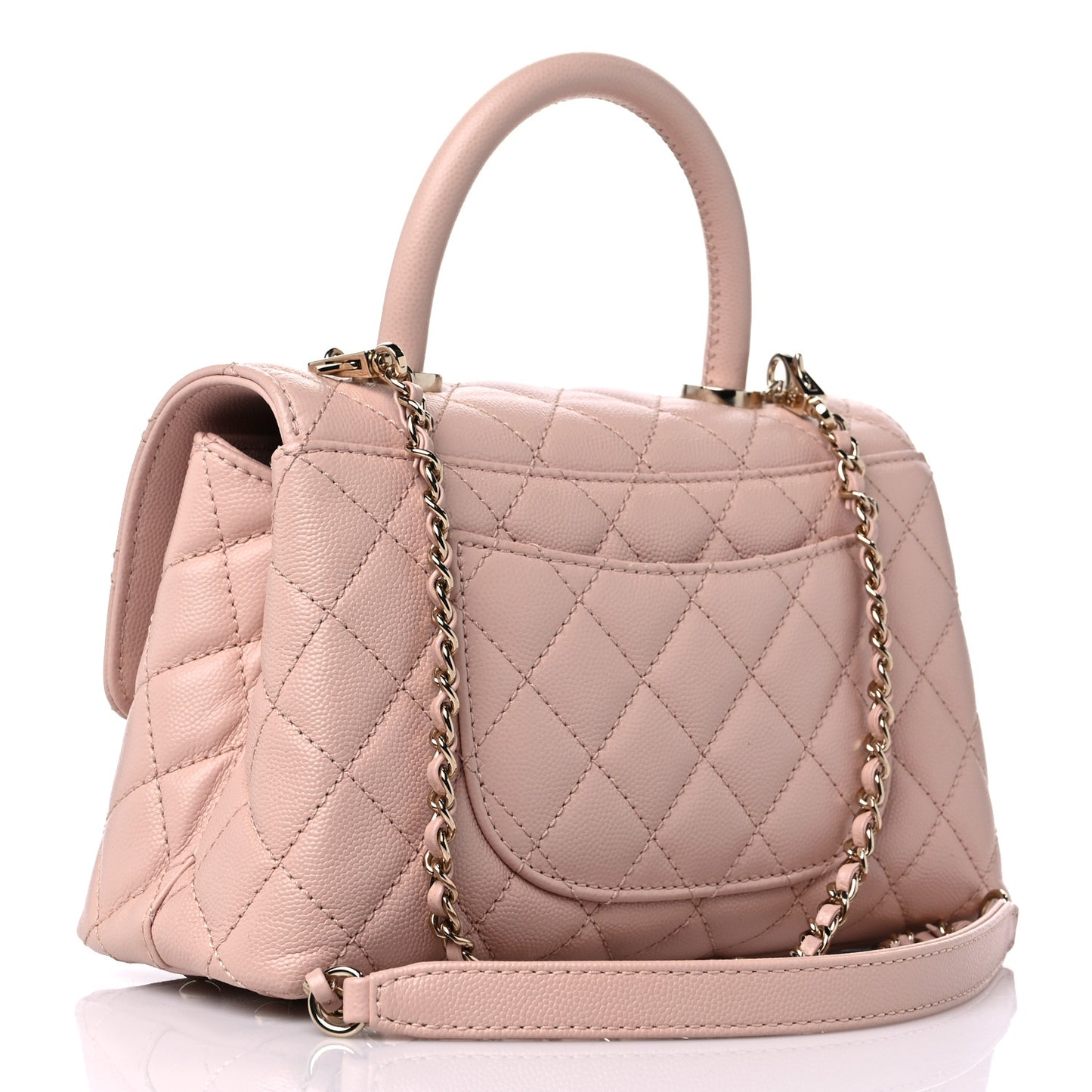 Caviar Quilted Mini Coco Handle Flap Light Pink