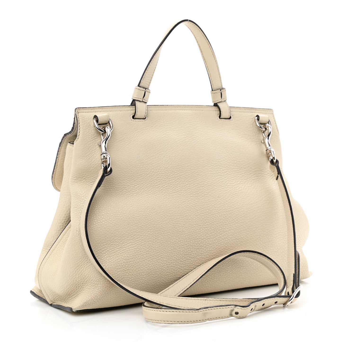 Cellarius Calfskin Medium Bamboo Daily Top Handle Bag Mystic White