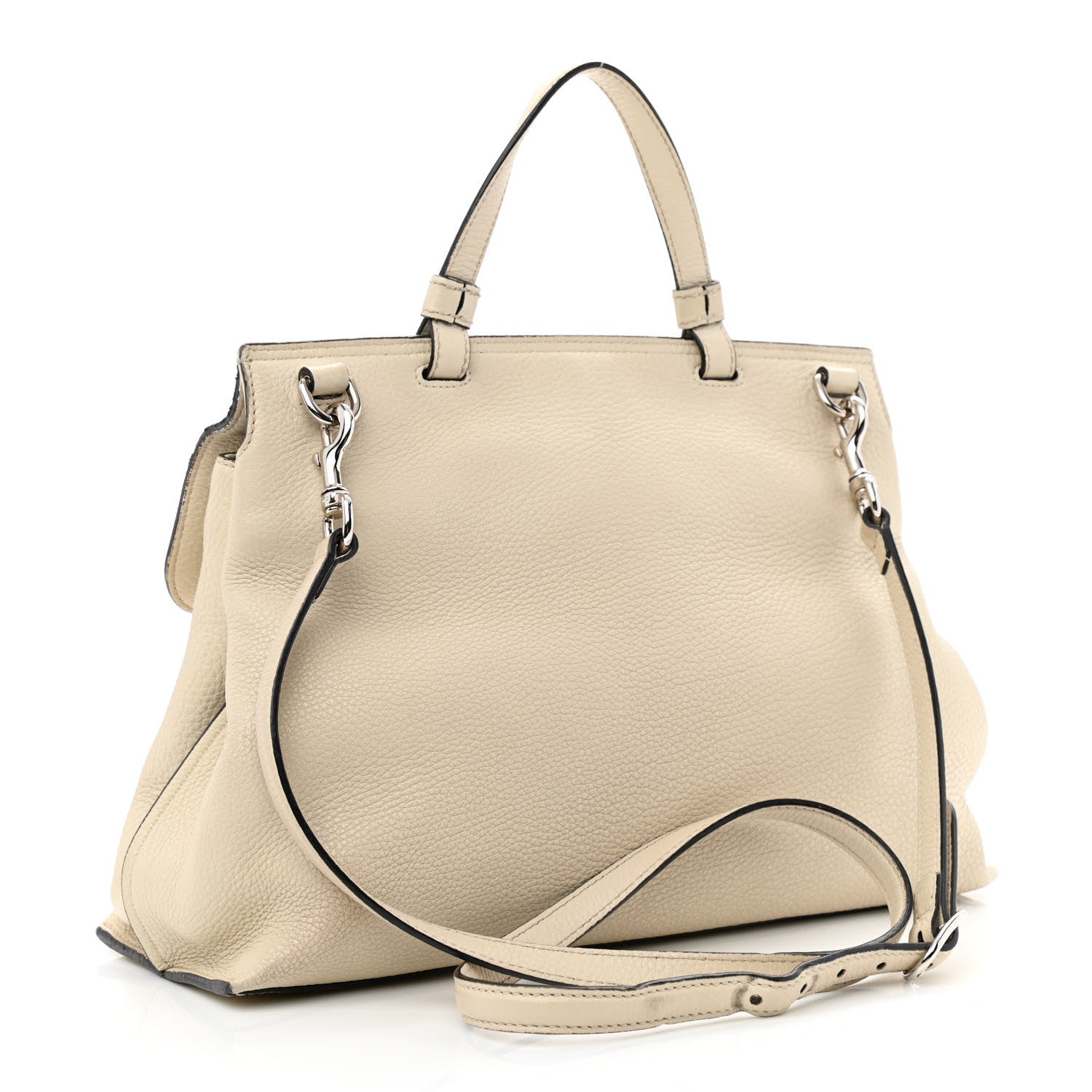 Gucci Cellarius Calfskin Medium Bamboo Daily Top Handle Bag Mystic White 3 of 14