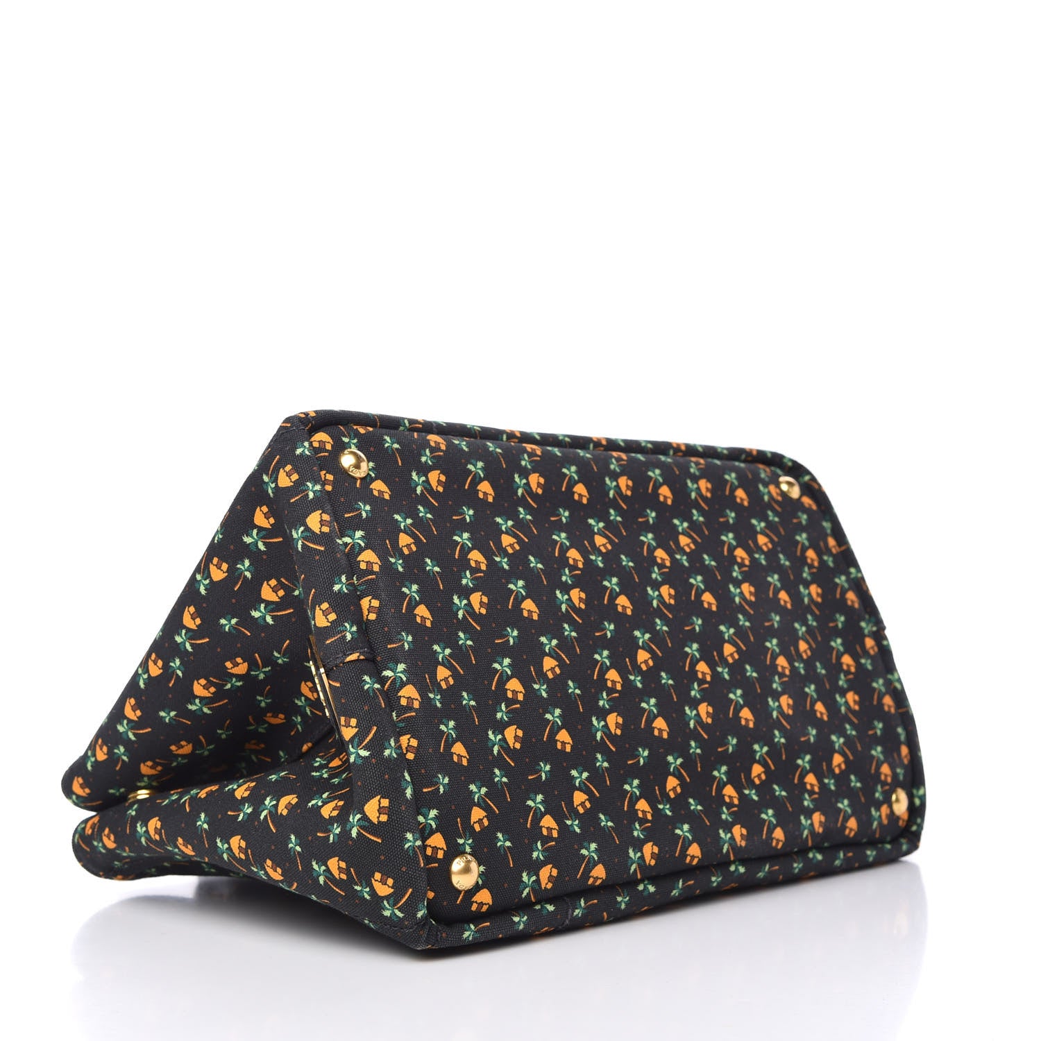 Prada Canapa Palm Tree Print Logo Tote Black 4 of 9