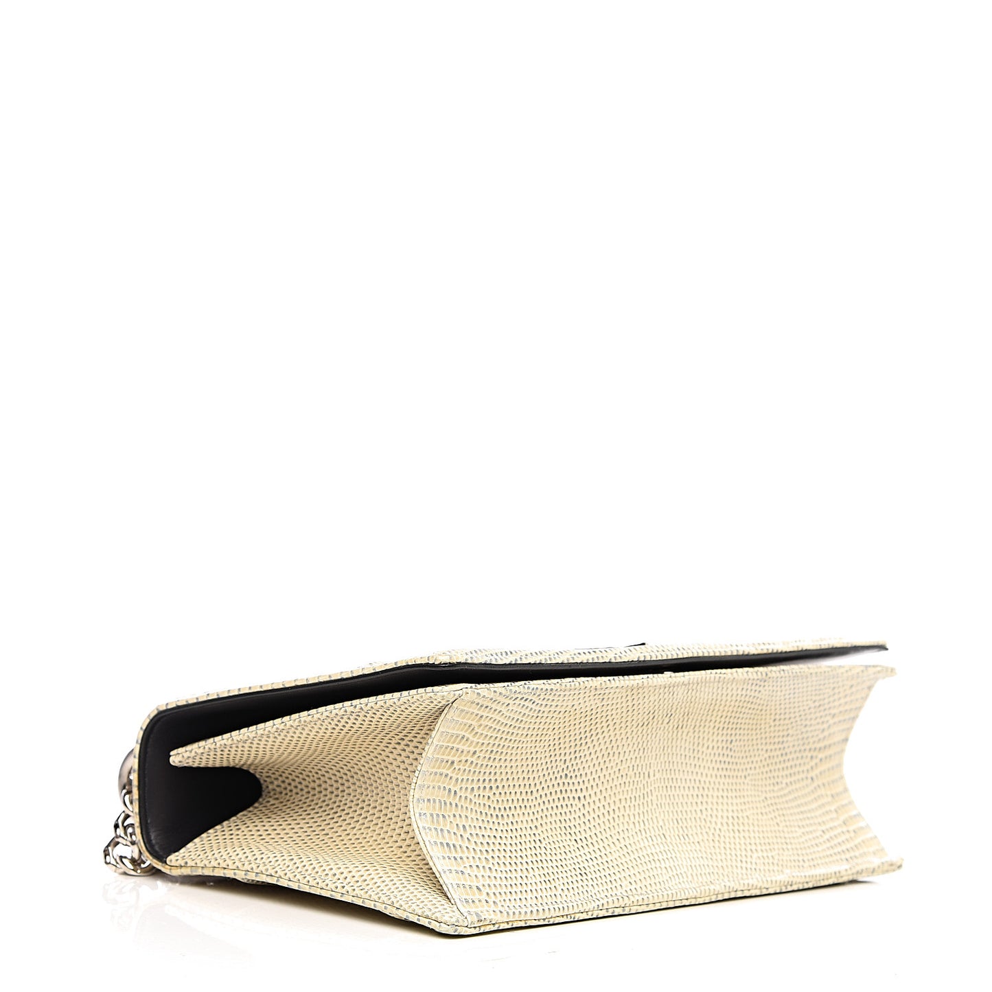 Lizard Medium Diorama Flap Bag Off White
