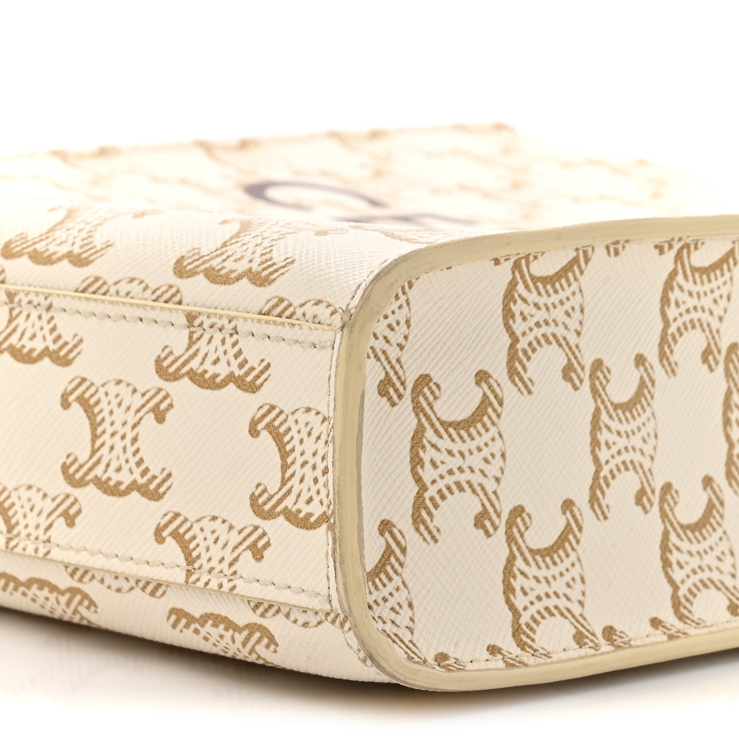 Celine Triomphe Canvas Calfskin Mini Vertical Cabas White 8 of 13