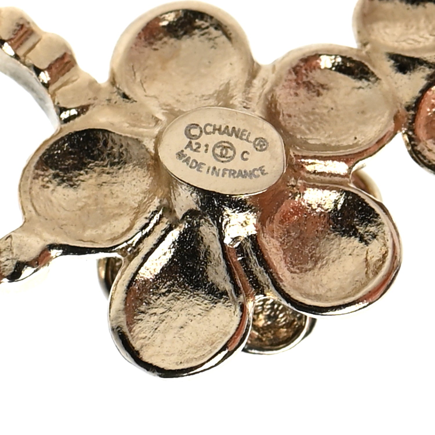 Chanel Crystal Enamel Flower CC Earrings Gold White Black 4 of 4