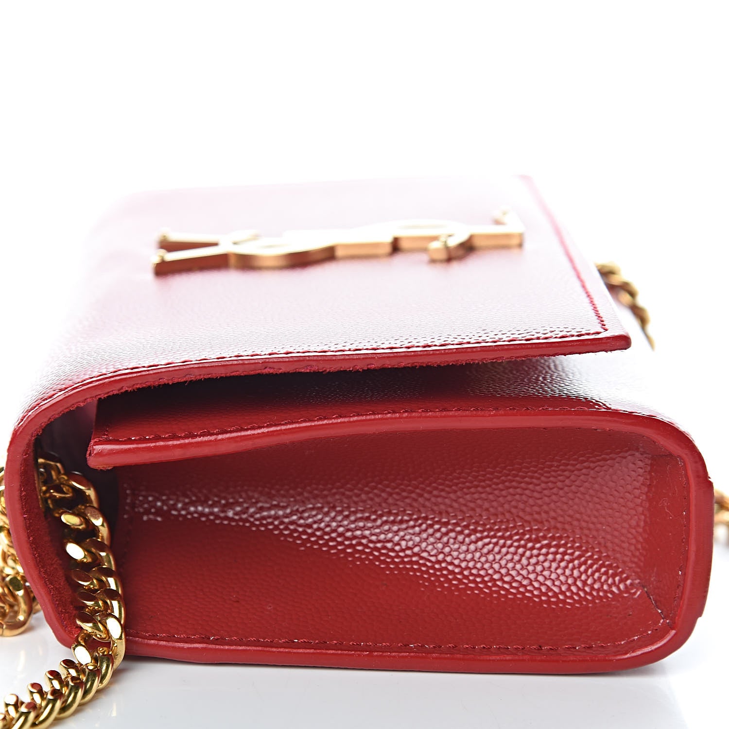 Saint Laurent Grain De Poudre Small Monogram Kate Satchel Red 10 of 12