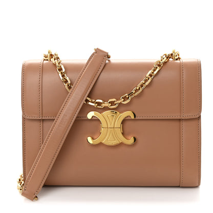 Celine Shiny Calfskin Triomphe Chain Bag Desert Rose 1 of 13