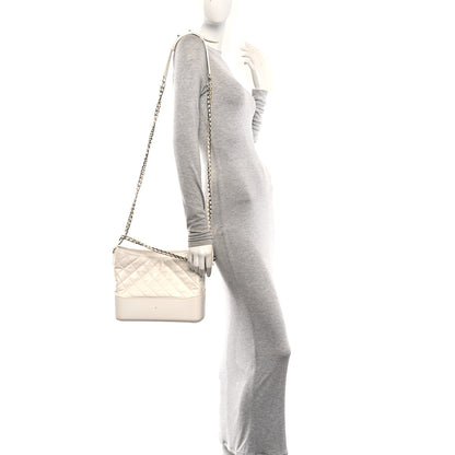 Chanel Patent Goatskin Quilted Medium Gabrielle Hobo White 2 of 11
