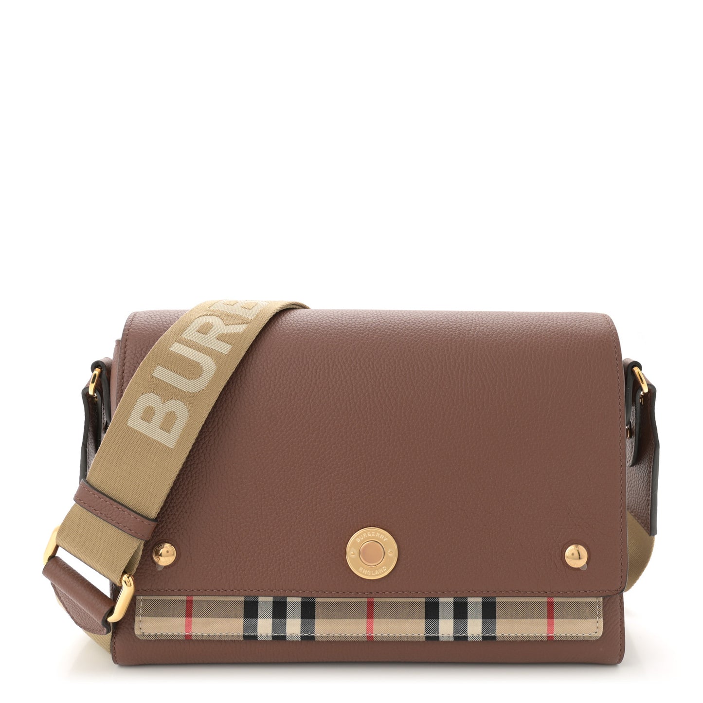 Calfskin Vintage Check Note Crossbody Bag Tan