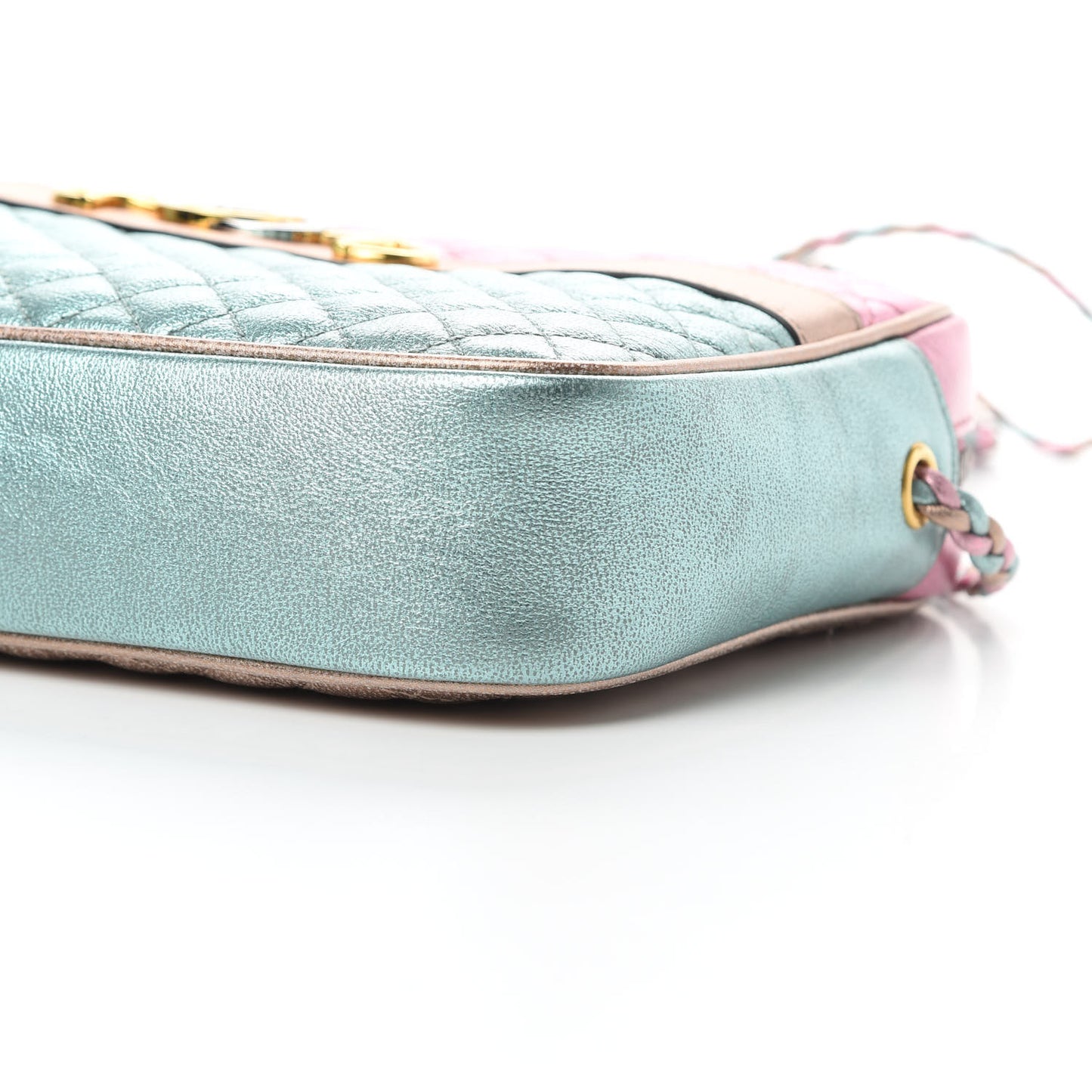 Laminated Nappa Trapuntata Small Zumi Shoulder Bag Rosa Lago Rame