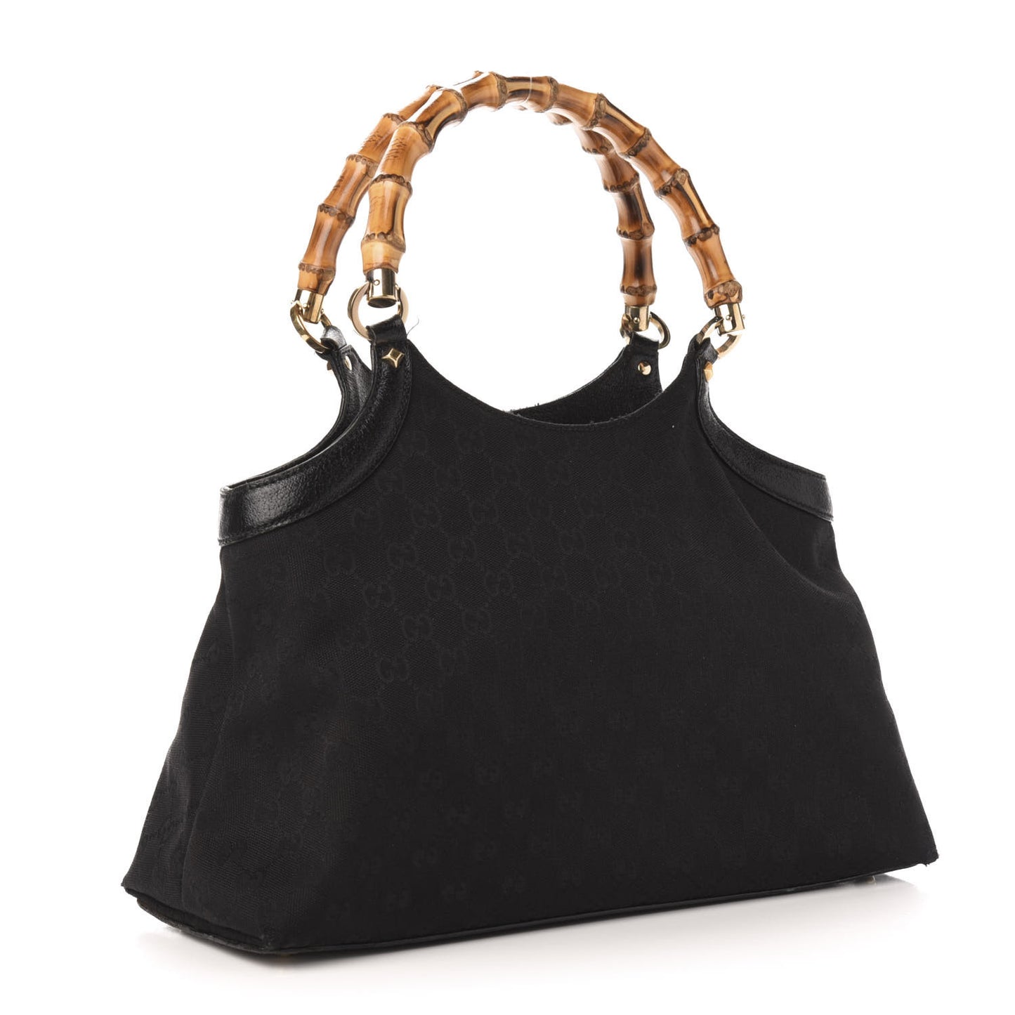 Monogram Bamboo Handle Shoulder Bag Black