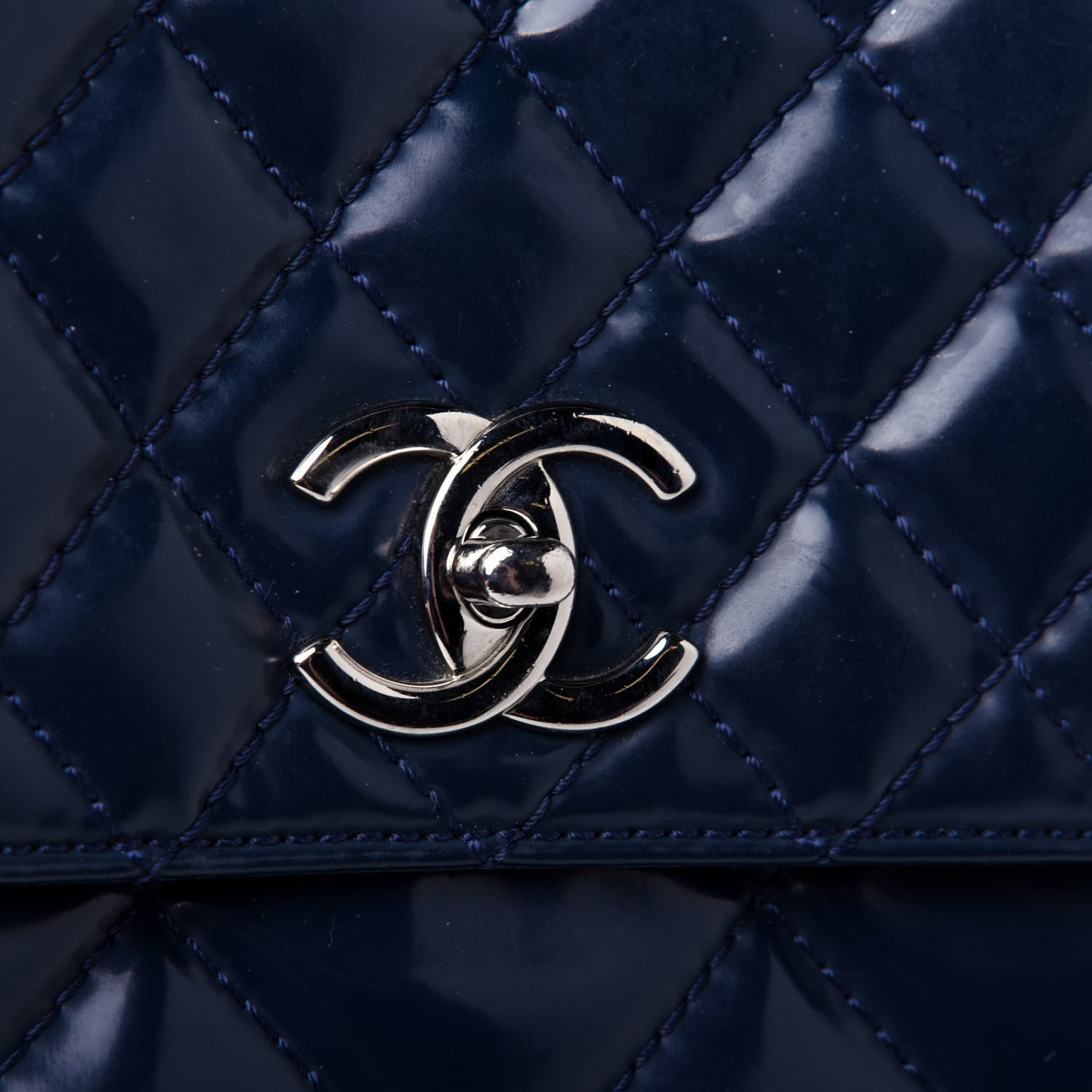 Chanel Vinyl Quilted In the Business Flap Bag Navy Blue 10 of 11