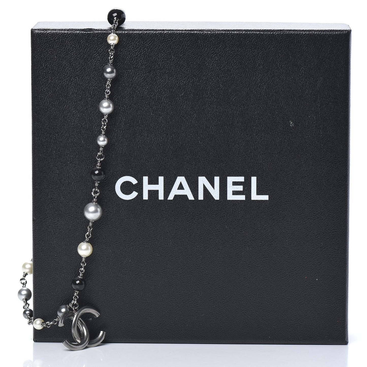 Beaded CC Short Necklace Ruthenium Black
