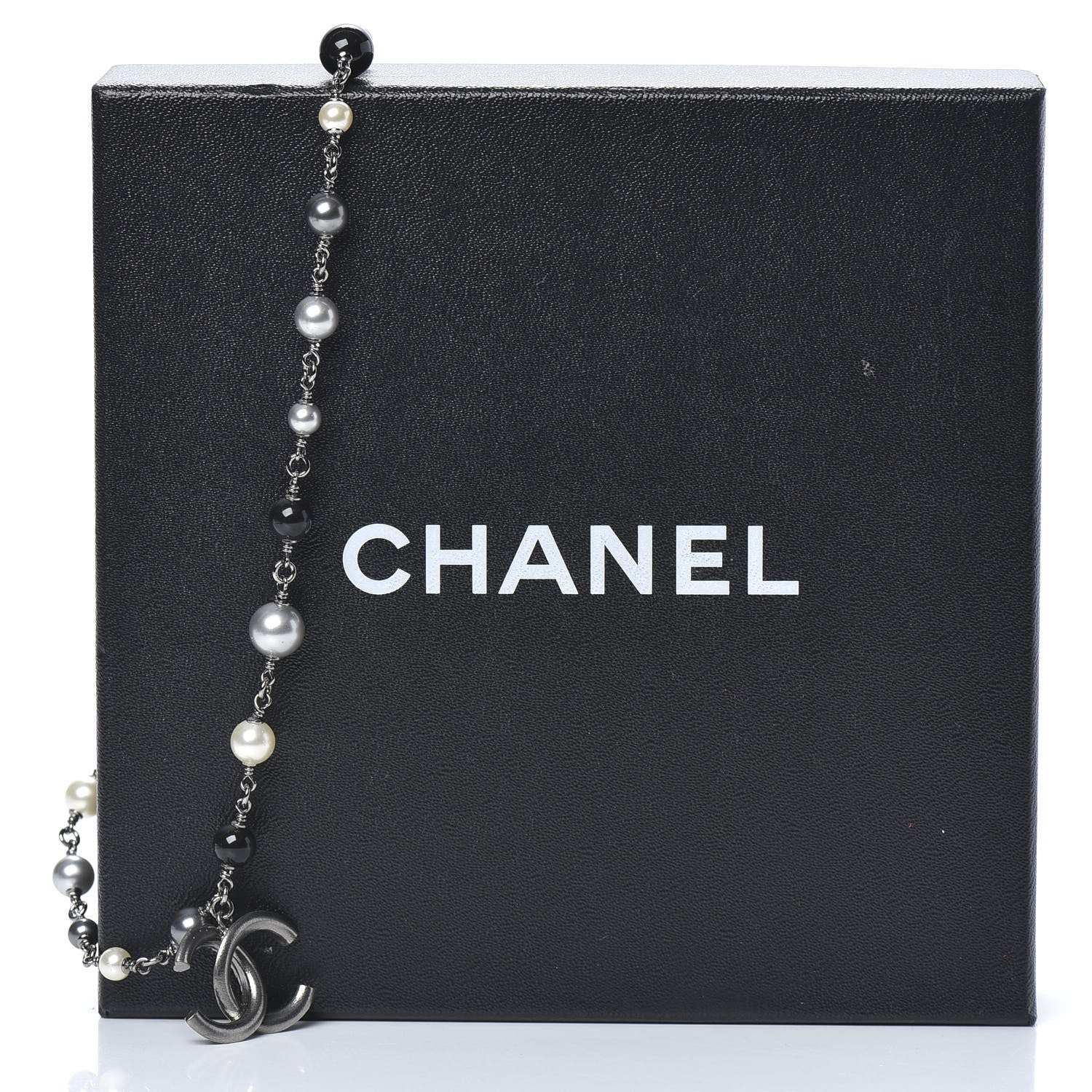 Chanel Beaded CC Short Necklace Ruthenium Black 6 of 6
