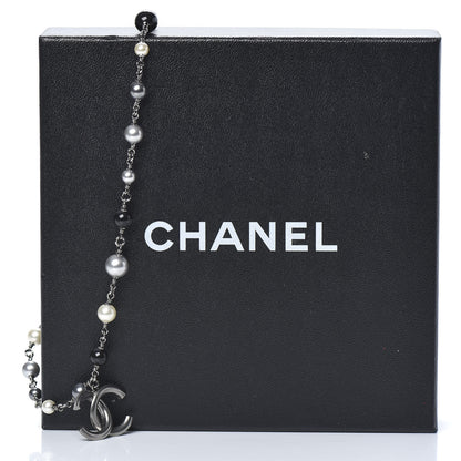 Chanel Beaded CC Short Necklace Ruthenium Black 6 of 6