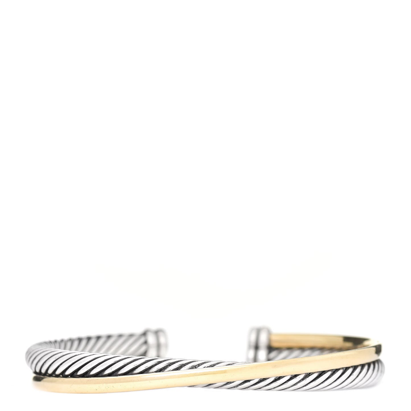 Sterling Silver 18K Yellow Gold 5mm Crossover Cuff Bracelet