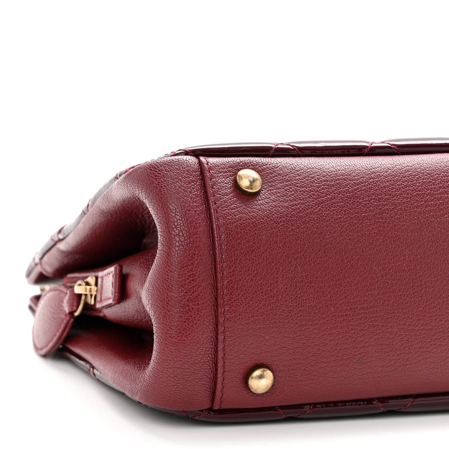 Chanel Patent Goatskin Quilted Small CC Eyelet Tote Burgundy 11 of 12