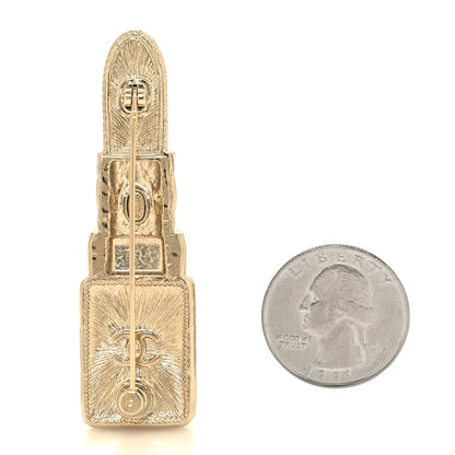 Chanel Metal Strass Pearl Lipstick Brooch Pink Gold 2 of 3