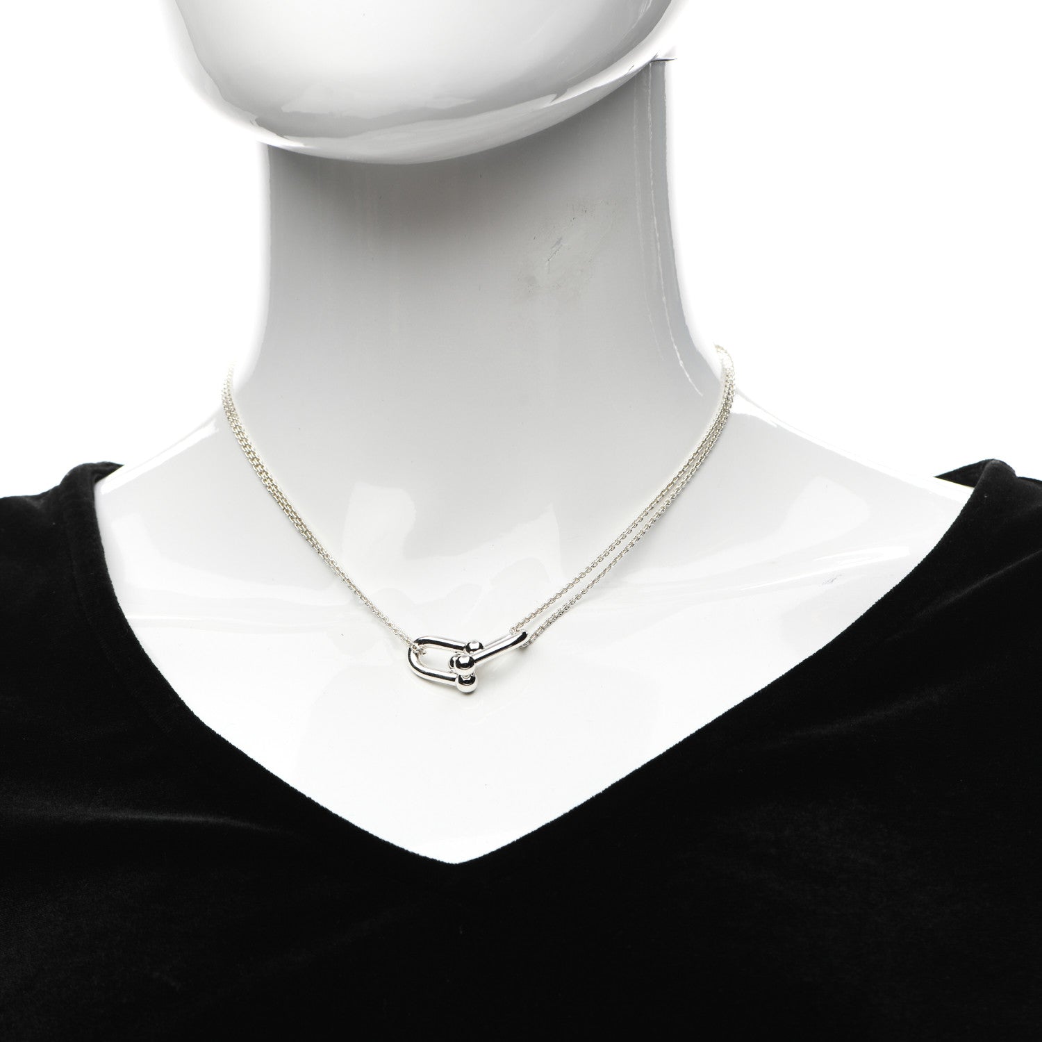 Tiffany Sterling Silver Double HardWear Link Pendant Necklace 2 of 4