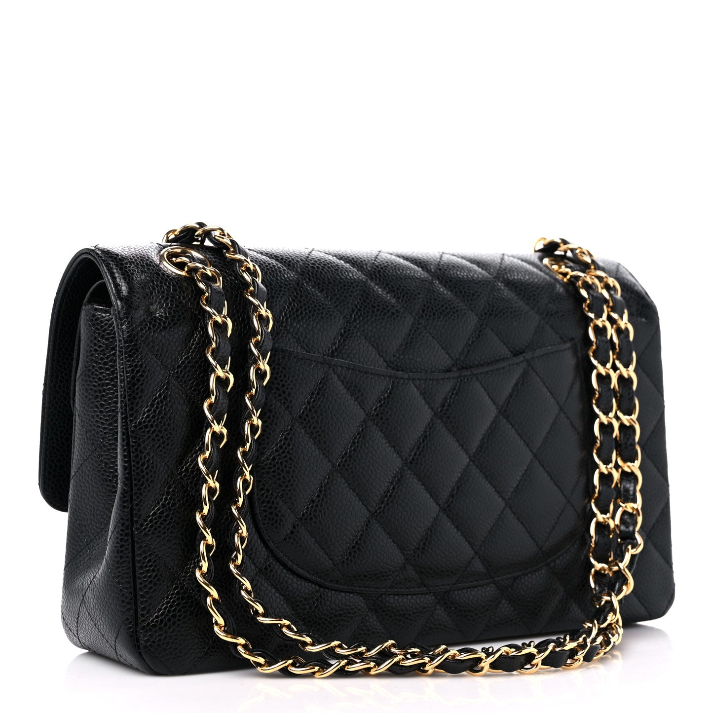 Caviar Quilted Medium Double Flap Black