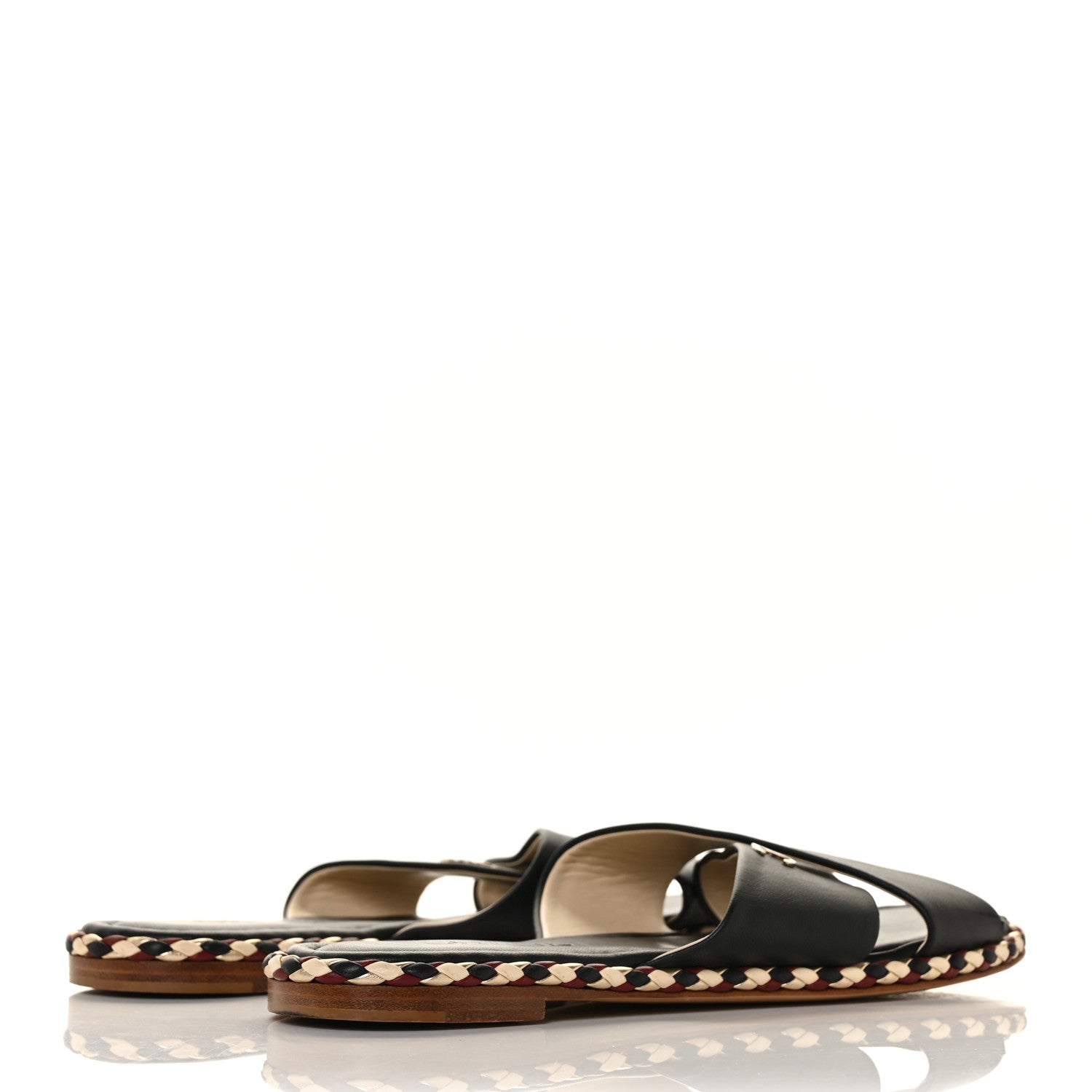 Chanel Lambskin Braided Mule Sandals 39 Black 4 of 8