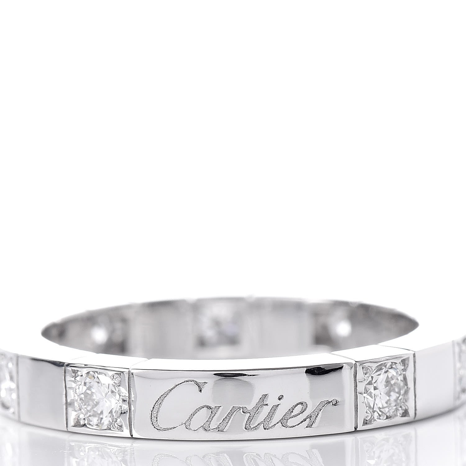 Cartier 18K White Gold Diamond Lanieres Half Eternity Band Ring 49 4.75 4 of 6