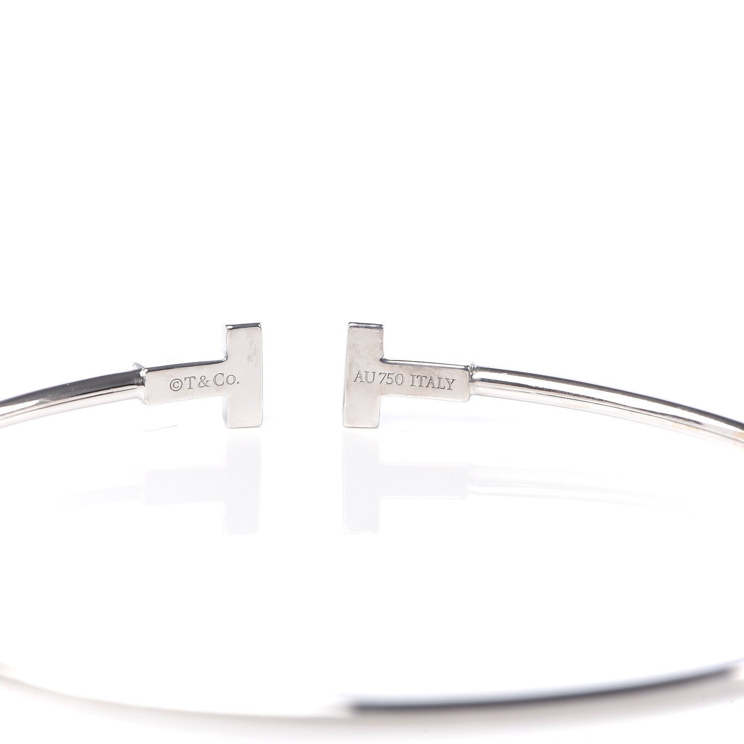 Tiffany 18K White Gold Narrow T Wire Bracelet 4 of 5