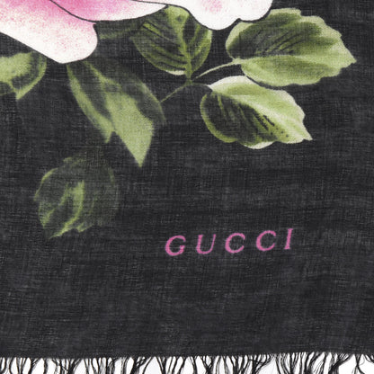 Gucci Wool Silk Rising Flowers Square Shawl White 2 of 4