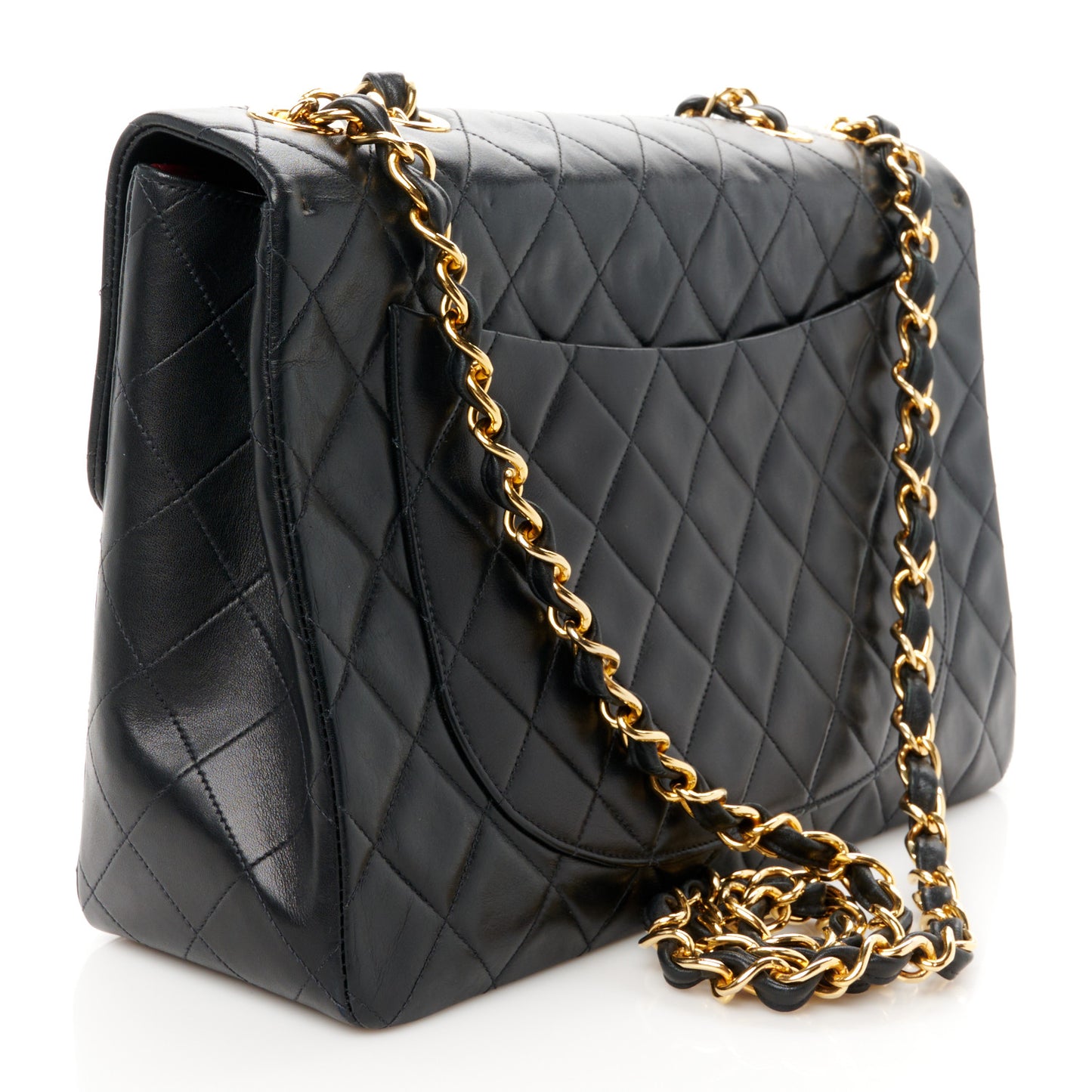 Lambskin Quilted XL Jumbo Single Flap Black