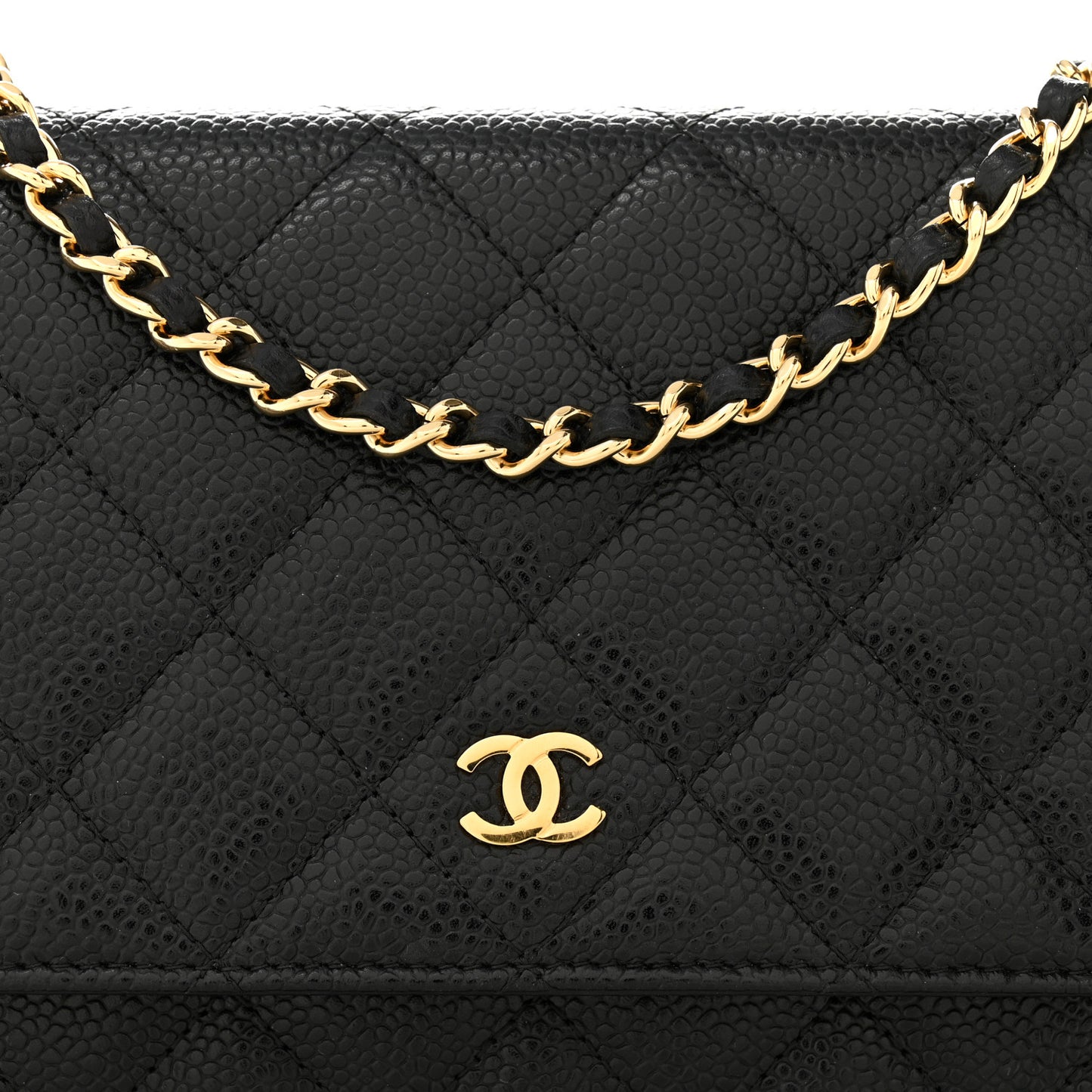 Caviar Quilted Wallet On Chain WOC Black