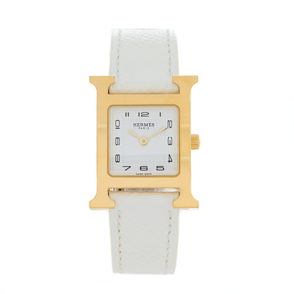 Hermes Stainless Steel Epsom 21mm Heure H Hour Quartz Watch Blanc 1 of 5